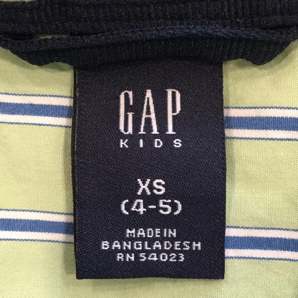 Gap Boys Sz XS 4/5 Green and Blue Button Striped Shirt 100% Cotton‎ - Picture 5 of 10